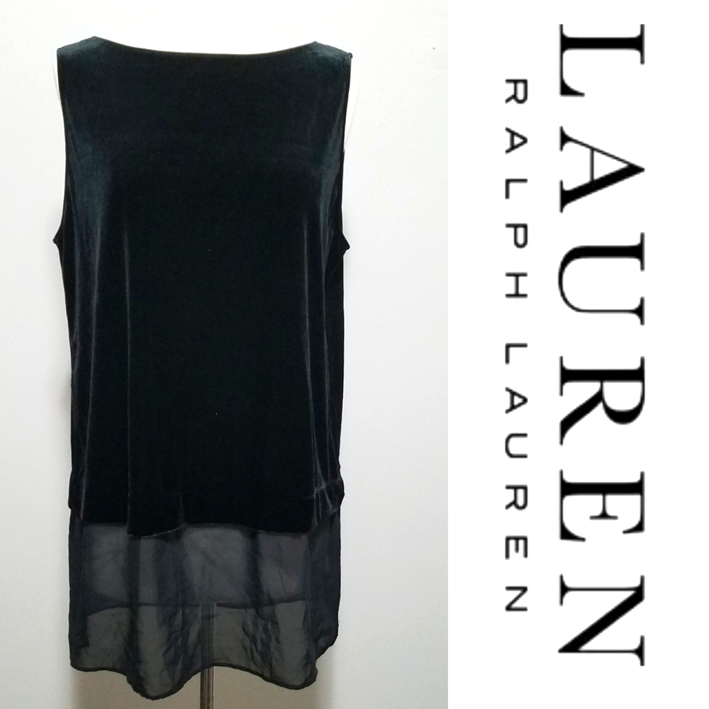 Ralph Laren Velvet & Sherr Tunic Top sz L